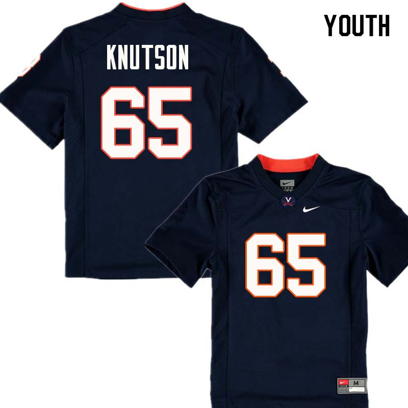 Youth #65 Ben Knutson Virginia Cavaliers College Football Jerseys Sale-Navy - Click Image to Close